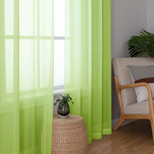 Lime Sheer Curtains 72 Inches Long 2 Panels (Lime / 42"W x 72"L (Pack of 2))