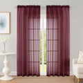 Burgundy Sheer Curtains 84 Inches Long 2 Panels Set for Living Room (Burgundy Wine / 59"W x 84"L (Pack of 2))