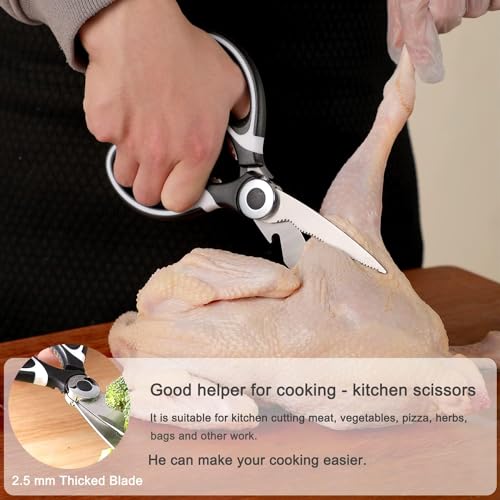 3 Pack Kitchen Scissors & Seafood Scissors Set (Black & White)