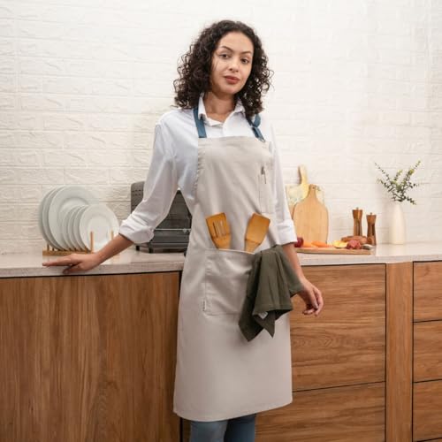 100% Cotton Canvas Apron for Women & Men (Grey)