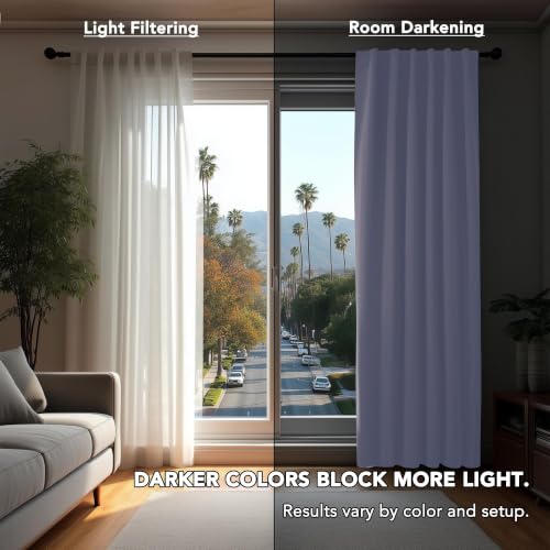 Short Blackout Curtains for Small Windows Thermal Insulated Rod Pocket and Back Tab Curtains 42Wx45L Inch Light Purple 2 Panels (Light Purple / 42"W x 45"L (Pack of 2))