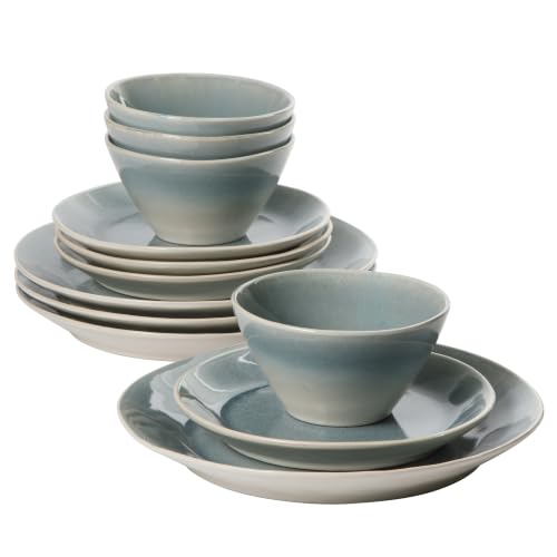 Plates and Bowls Set (Ombre Blue (River Delta) / Service for 4 (12pcs))