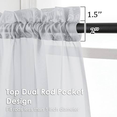 Light Grey Sheer Curtains 72 Inches Long 2 Panels (Light Grey / 42"W x 72"L (Pack of 2))