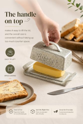 Butter Dish with Lid (Speckled White)