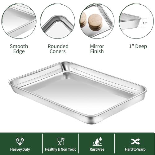 Small Baking Sheet with Cooling Rack Set [2 Baking Pans + 2 Wire Racks] (9 inch)