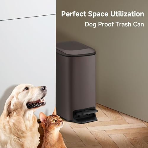Small Bathroom Trash Can with Lid (Brown)
