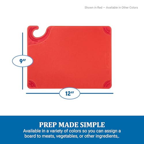 Saf-T-Grip Plastic Cutting Board with Safety Hook, 9" x 12" x 0.375", Yellow (Yellow)