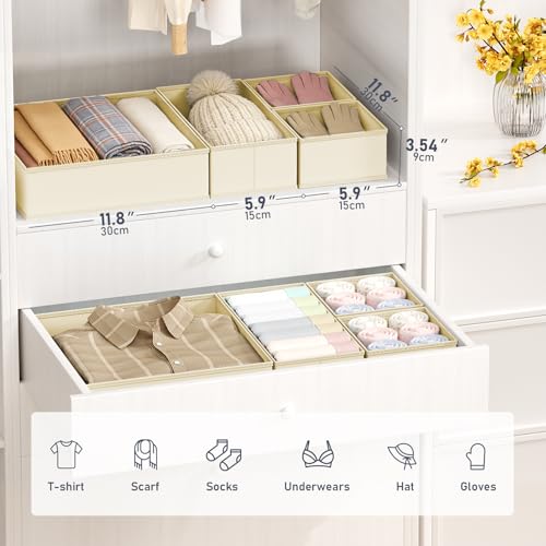 Drawer Organizer Clothes (Beige / 26 Pack)