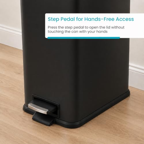 8 Gallon Kitchen Trash Can with Slim Fit Design (Black / Solid)