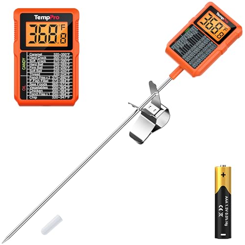 TempDip 1 Sec Digital Candy Thermometer with Pot Clip & 10" Probe (Orange)