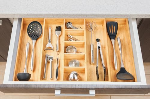 Extra Large Expandable Kitchen Drawer Organizer for Utensil and Junk (For Utensil (17"~28" x 19"))