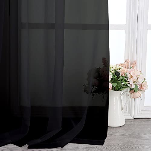 Black Sheer Curtains 120 Inches Long (Black / 42"W x 120"L (Pack of 2))