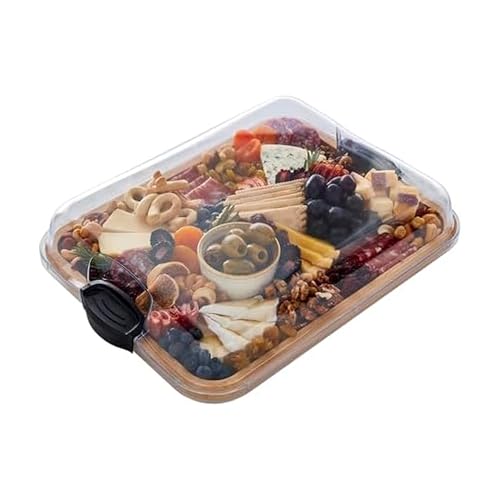 Bamboo Cutting Board with Clear Locking Lid (Black / Rectangle)