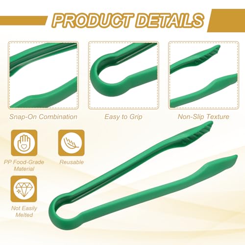 12 Pcs Toaster Tongs (10 Inch / Green)