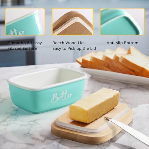 Turquoise Ceramic Butter Dish with Lid