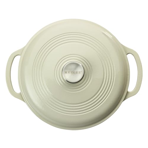 Enameled Cast Iron Round Dutch Oven (White)