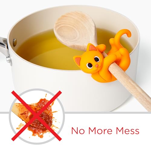 Itera Orange Silicone Cat Spoon Rest Kitchen Gadget Utensil Holder (Orange)