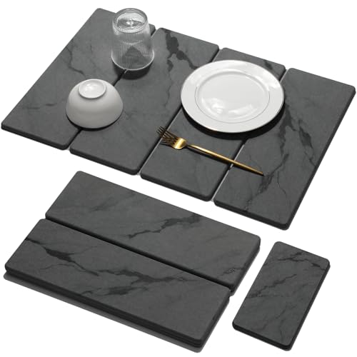 Large Stone Dish Drying Mat for Kitchen Counter (Dark gray 2 / 24" x 16")