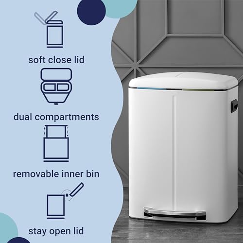 Marco 10.6 Gal Double Bucket Step Trash Can (White)