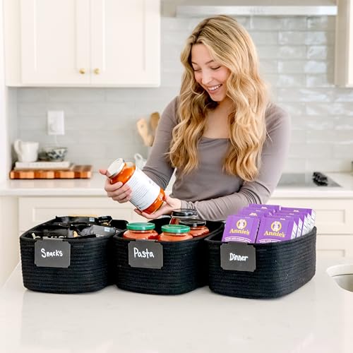 13.5”x8.5”x5.5” Rectangle Storage Baskets for Shelves 3 Pack (Black / 13.5" x 8.5" x 5.5")