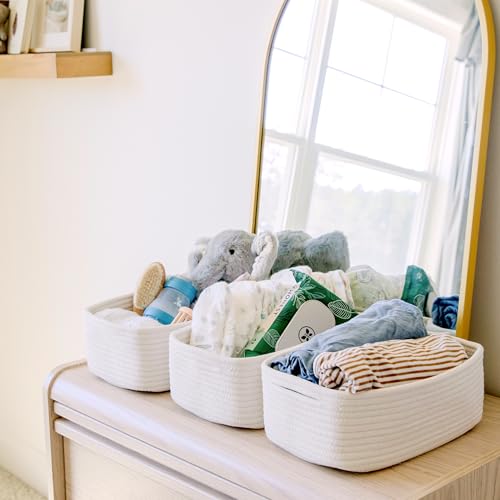 11.8"x8"x4.5” Storage Baskets for Shelves 3 Pack (Off White / 11.8" x 8" x 4.5")