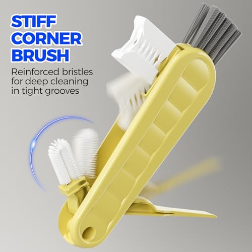 6 Pack 4 in 1 Cup Lid Cleaning Brush 3 Straws Bottle Brush (Yellow)