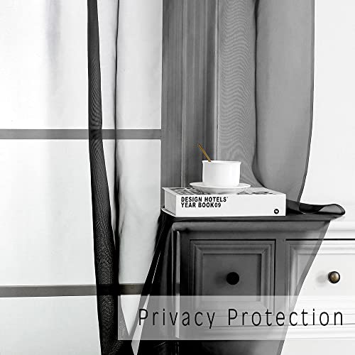 Voile Sheer Window Privacy Curtains (Black / 42"W x 63"L (Pack of 2))