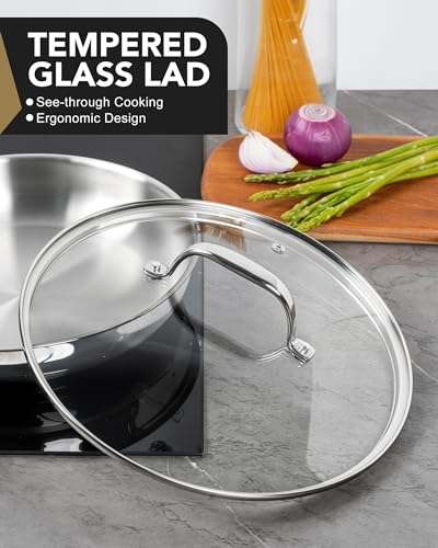Stainless Steel Frying Pan Set with Lid (8-10-Inch)