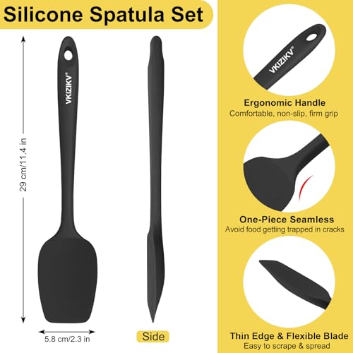 4 Pcs Silicone Spoon Spatula Set (Black)