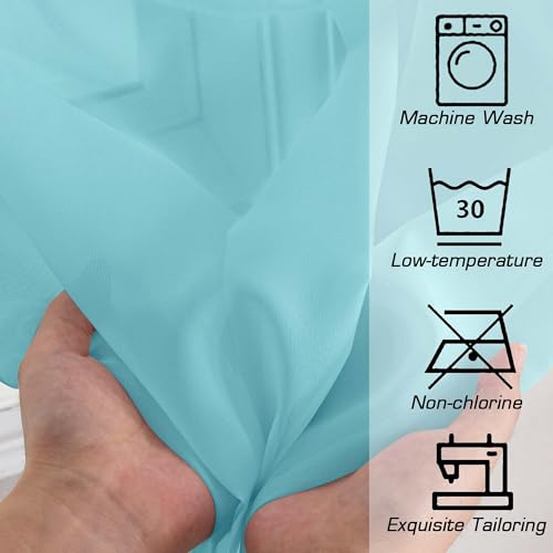 Rod Pocket Top Solid Voile Sheer Curtains for Bedroom (Aqua / 42"W x 54"L (Pack of 2))