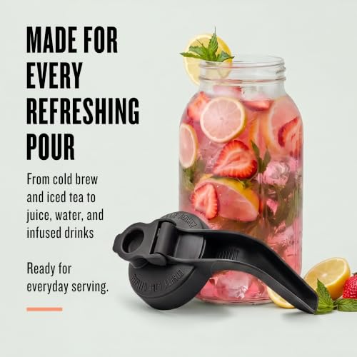 64 oz Mason Jar Glass Pitcher With Lid (64 Ounces / Black)