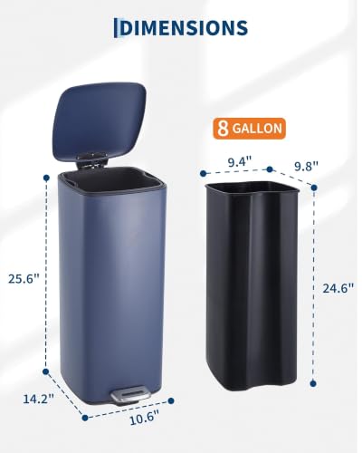 8 Gal Kitchen Trash Can (Navy Blue)