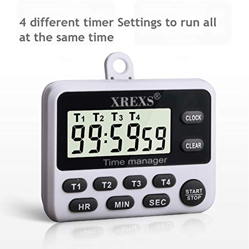 4 Channel Digital Kitchen Timer Clock with Large LCD Display
