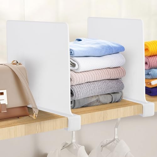 White Acrylic Shelf Dividers for Closets Organizer & Storage (White / 8 Pack)