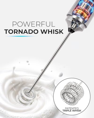 Rechargeable Milk Frother Handheld (Silver / Rechargeable Z1 Motor Max)
