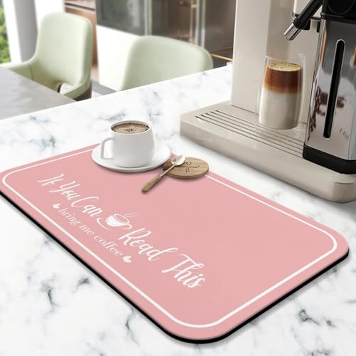 Coffee Bar Mat for Countertops 23inx15in (Pink / 23" x 15")