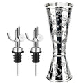 Jigger for Bartending (1 Jigger+ 2 Auto Flip Pourers / Printing Carving)