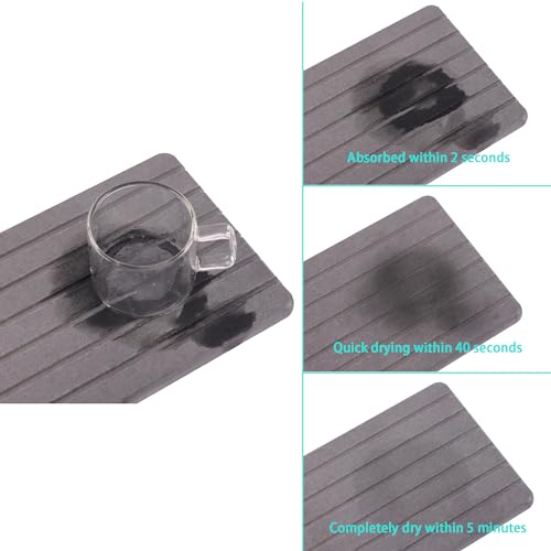 2 PCS Water Absorbent diatomite Coasters (9.5 x 5.5 inches / Dark Grey)