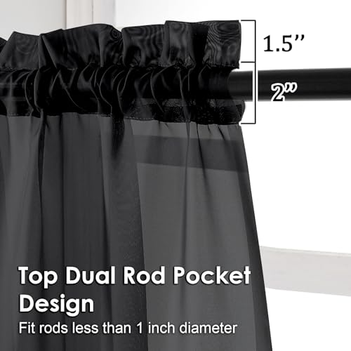 Black Sheer Curtains 78 Inches Long 2 Panels (Black / 42"W x 78"L (Pack of 2))