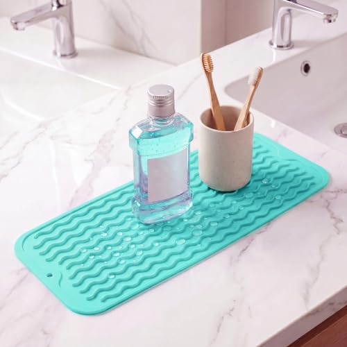 Silicone Dish Drying Mat for Multiple Usage (Mint / 17"L x 6"W)
