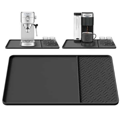 Silicone Coffee Mat with Raised Edges 19" x 12" (Black / 19" x 12")