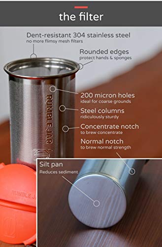 Next Gen Cold Brew Coffee Maker for Mason Jars (64oz / Filter only w/ Orangey-Red cap)