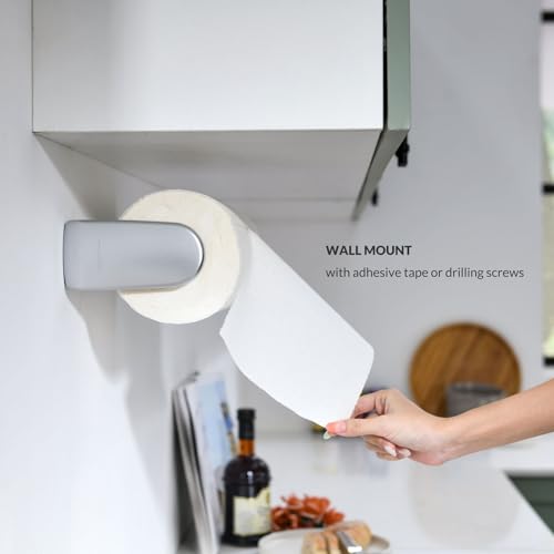 ONE Hand Simple Tear Paper Towel Holder Under Cabinet (Silvery / for 24-28cm roll)
