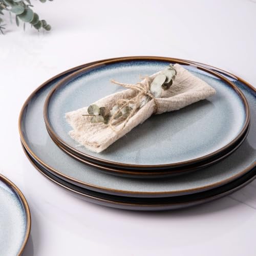 Ceramic Dinner Plates Set of 6 (10.5 Inch for 6 / Reactive-Gray White)