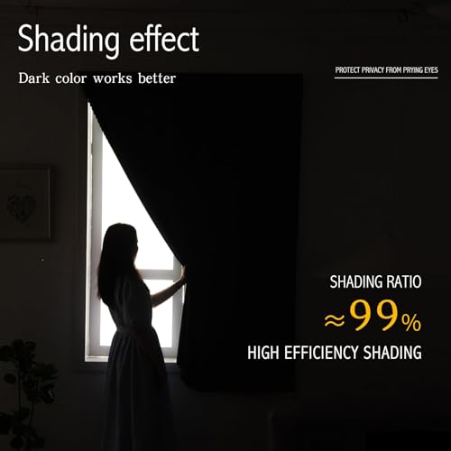 self Adhesive Curtains Portable Blackout Curtain Simple and Easy to Install Bedroom Window Thermal Lnsulated Kitchen Room Darkening Black Small Drapes (35"W x 79"L (Pack of 1) / White)