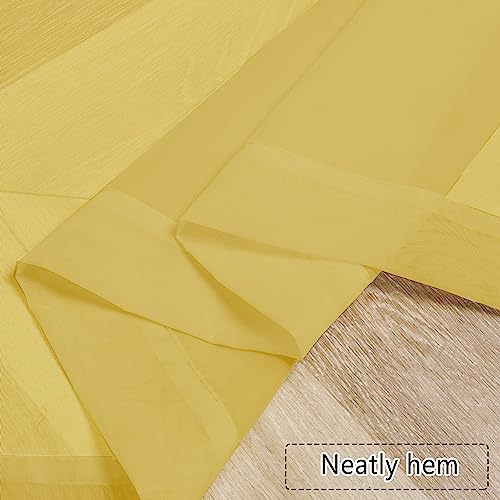 Mustard Yellow Sheer Valances for Windows (Yellow / 42"W x 18"L (Pack of 2))