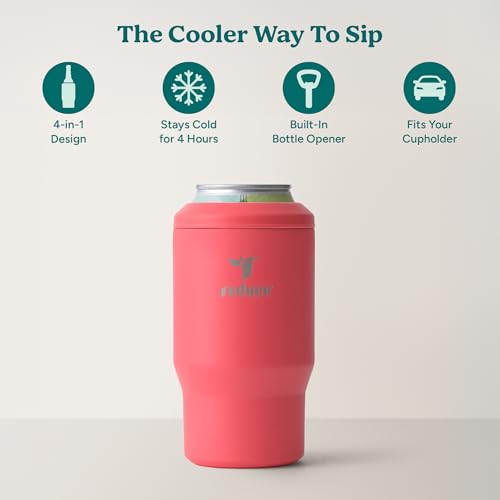 4-in-1 Drink Cooler - Versatile Can & Bottle Holder with Vacuum Insulation - Keeps Drinks Cold Up to 4 Hours - Includes Bottle Opener - Fits Cupholders & Dishwasher Safe - 14oz - Daiquiri (Daiquiri / Single)