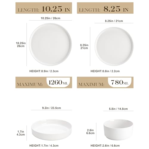 24 Pieces Porcelain Dinnerware Set (Ivory White / 24 Piece (Service for 6))
