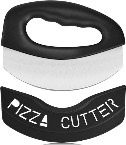 Heavy Duty Stainless Steel Pizza Cutter with Cover (Black)
