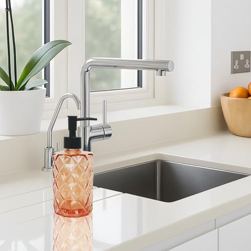 12Oz Amber Glass Soap Dispenser with Plastic Pump (Amber Diamond)